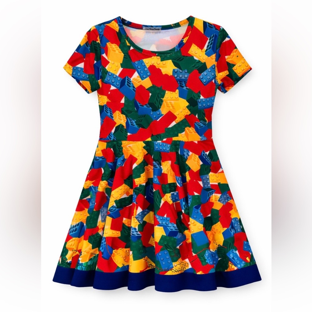 Little Dress Shoppe Lego Block Print Dress Size 8 NWOT Colorful Play Dress